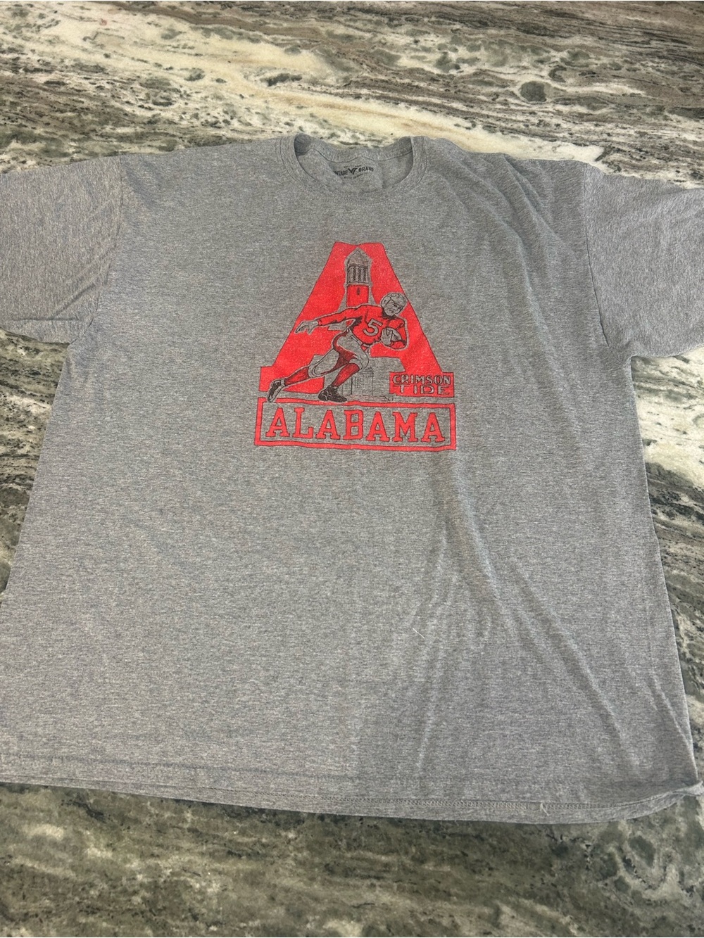 Alabama Grey Crew Neck T-Shirt with Red Graphic
